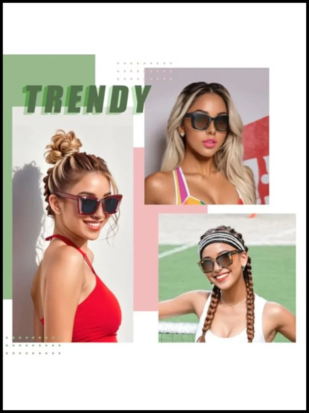 Oversized Cat Eye Sunglasses UV400 Protection Trendy Vintage Frame